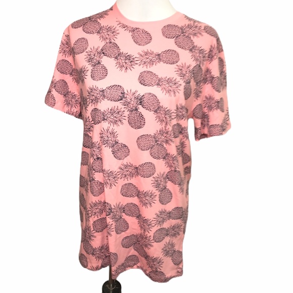 Knicker Bocker Pineapple Crew Neck Shirt Pink Navy Medium and Large - Picture 1 of 9